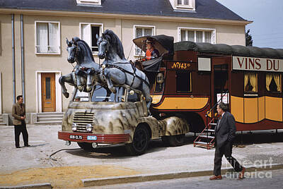 Safari Royalty Free Images - Rooftop Chariot with Strange Horse and Buggy Truck, Seine, 1950s Royalty-Free Image by Wernher Krutein