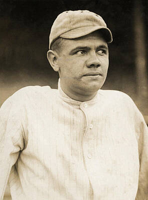 Athletes Paintings - Rookie-era photograph of Babe Ruth by MotionAge Designs