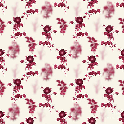 Florals Mixed Media - Rose Botanical Seamless Pattern in Viva Magenta n.1197 by Holy Rock Design