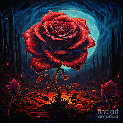 Floral Digital Art - Rose Of Fury In My Ice- Beautiful Radiant Rose Flower by Iyanuoluwa Akojiyan