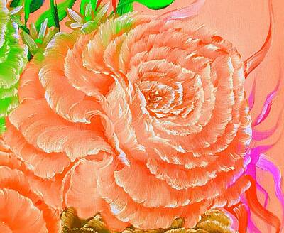 Painted Liquor - Rose romance delicate passionate orange by Angela Whitehouse