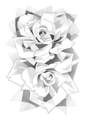 Abstract Flowers Drawings - Roses Pencil Drawing 8 by Matthew Hack
