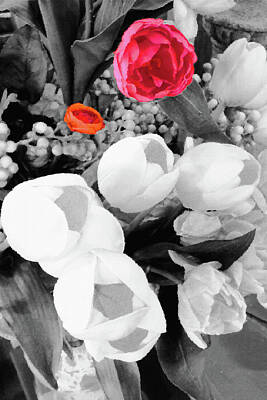 Still Life Mixed Media - Roses Among Tulips by Sharon Williams Eng