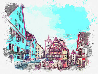 Skylines Royalty-Free and Rights-Managed Images - .Rottenburg, Germany by Celestial Images