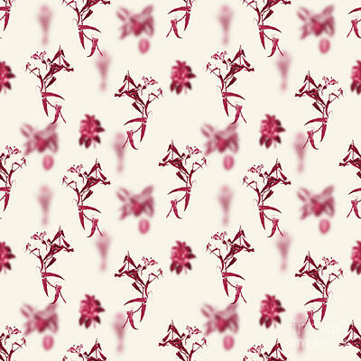 Food And Beverage Mixed Media Rights Managed Images - Rough Bindweed Botanical Seamless Pattern in Viva Magenta n.0861 Royalty-Free Image by Holy Rock Design
