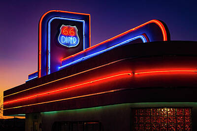 Royalty-Free and Rights-Managed Images - Route 66 Diner at Sunset by Mark Chandler