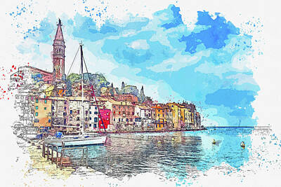 City Scenes Royalty-Free and Rights-Managed Images - Rovinj  Croatia ca by Ahmet Asar Asar Studios  by Celestial Images