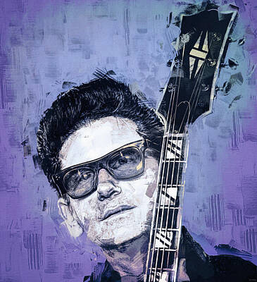Musicians Mixed Media - Roy Orbison The Caruso of Rock by Mal Bray