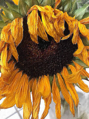 Sunflowers Paintings - Rubino Brand Sunflower Sad Bouquet by Tony Rubino