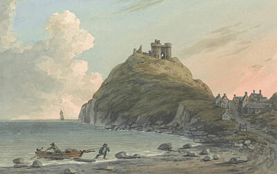 Florentius The Gardener - Ruins of Criccieth Castle and Part of the Town on the Bay on Cardigan by Artistic Rifki
