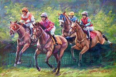 Sports Paintings - Run for the Colors by Laurie Snow Hein