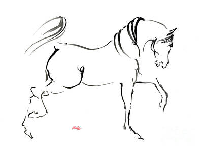 Mammals Drawings - Running arabian horse 2023 01 28 by Ang El