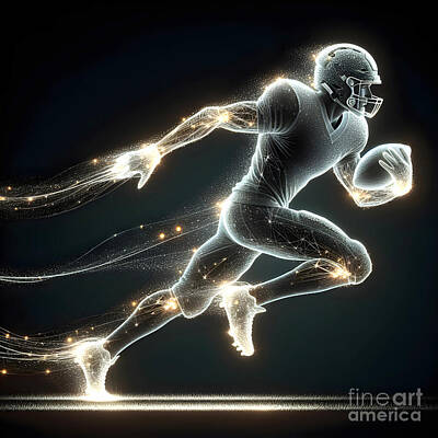 Athletes Royalty-Free and Rights-Managed Images - Running Football Player by Maria Dryfhout