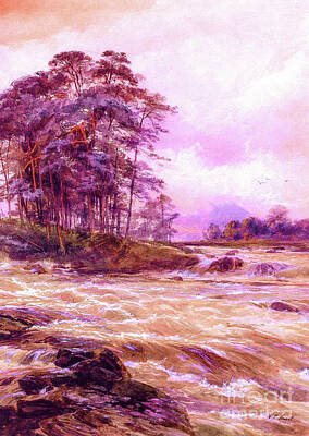 Mountain Painting Royalty Free Images - Rushing Waters Royalty-Free Image by Jane Small
