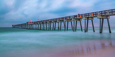 Beach Royalty-Free and Rights-Managed Images - Russell Fields Pier - Panama City Beach Ocean Panorama by Gregory Ballos