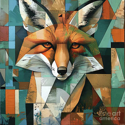 Animals Painting Rights Managed Images - Rustic Red Fox Royalty-Free Image by Tina LeCour