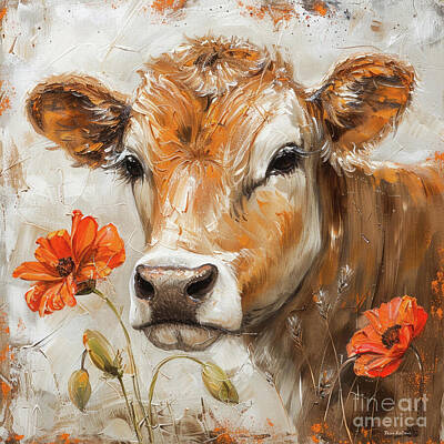 Mammals Painting Rights Managed Images - Rusty In The Poppies Royalty-Free Image by Tina LeCour