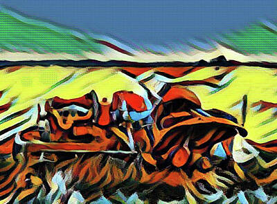 Abstract Landscape Digital Art Rights Managed Images - Rusty Tractor Royalty-Free Image by Jon Baran