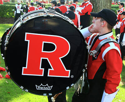 Football Rights Managed Images - Rutgers Block on the Bass Drum Royalty-Free Image by Allen Beatty