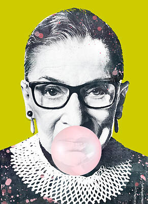 Landmarks Digital Art - Ruth Bader Ginsburg bubble gum no background by Mihaela Pater