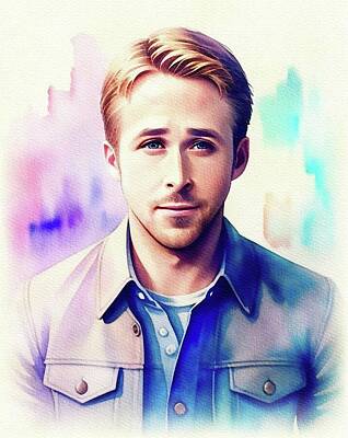Actors Paintings - Ryan Gosling, Actor by Sarah Kirk
