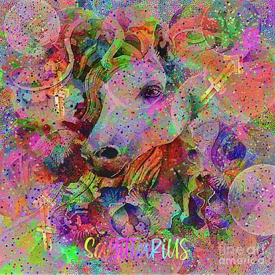 Wine Corks Royalty Free Images - Sagittarius Zodiac Art Royalty-Free Image by Laurie