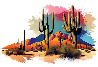 Landmarks Paintings - Saguaro National Park illustration by CIKA Artist