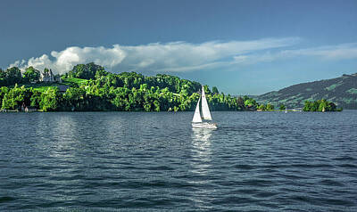 Iconic Women - Sailing on Lake Lucerne, Switzerland by Marcy Wielfaert