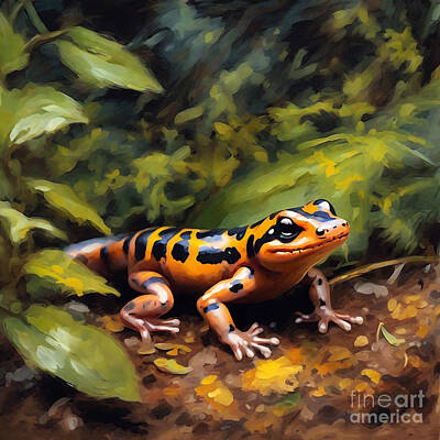 Conde Nast Fashion Royalty Free Images - Salamander Crawling along a forest floor Royalty-Free Image by Grover Mcclure