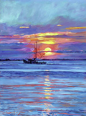 Impressionism Painting Royalty Free Images - Salmon Trawler at Sunrise Royalty-Free Image by David Lloyd Glover