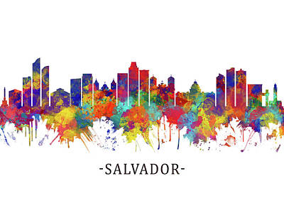 Cities Rights Managed Images - Salvador Brazil Skyline Royalty-Free Image by NextWay Art
