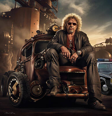 Musicians Digital Art Royalty Free Images - Sammy Hagar I Cant Drive 55  Steampunk Royalty-Free Image by Mal Bray