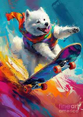 Sports Drawings - Samoyed by Clint McLaughlin