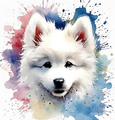 Staff Picks Rosemary Obrien Rights Managed Images - Samoyed Puppy Small Animals White Small Dog Royalty-Free Image by Rhys Jacobson