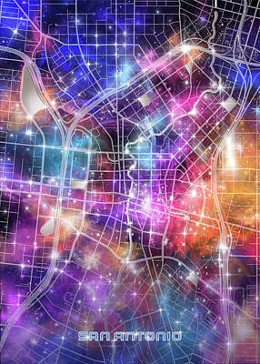 Royalty-Free and Rights-Managed Images - San Antonio map galaxy by Bekim M