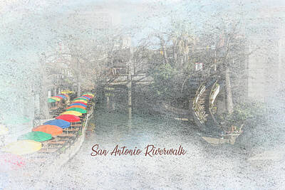 Underwater With Enric Gener - San Antonio Riverwalk - Umbrellas and Steps by Patti Deters