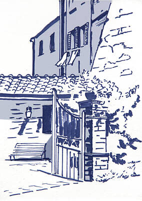 Landmarks Drawings - San Gimignano. Italy. Sketch by Masha Batkova
