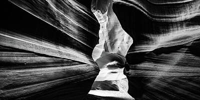 Target Threshold Photography - Sandstone Textures in Antelope Canyon - Monochrome Panorama by Gregory Ballos