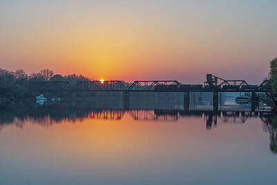 Landmarks Rights Managed Images - Savannah River at Sunrise in Haze Royalty-Free Image by Steve Rich