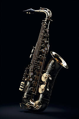 Musicians Digital Art Royalty Free Images - Saxophone 10 Royalty-Free Image by Sotiris Filippou