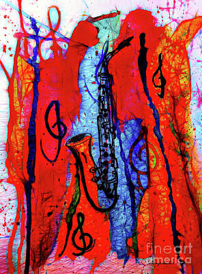 Musicians Mixed Media - Saxophone by Aurelia Schanzenbacher