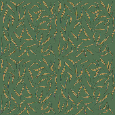 Royalty-Free and Rights-Managed Images - Scattered Leaf Pattern - Dark Olive Green by Studio Grafiikka