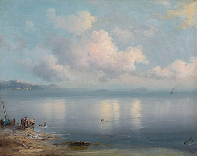 Portraits Royalty-Free and Rights-Managed Images - SCHOOL OF IVAN AIVAZOVSKY Tranquil Seascape 1893 by MotionAge Designs