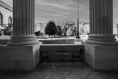 New Years - Schwarzman Center looking out black and white  by John McGraw