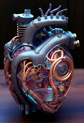 Science Fiction Royalty-Free and Rights-Managed Images - sci  fi  mechanical  human  heart  clockwork  mechani  by Asar Studios by Celestial Images