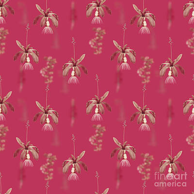 Food And Beverage Mixed Media - Scilla Lilio Hyacinthus Botanical Seamless Pattern in Viva Magenta n.1260 by Holy Rock Design