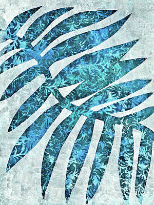 Modern Sophistication Minimalist Abstract - Sea Blue Palm by Cynthia Fletcher