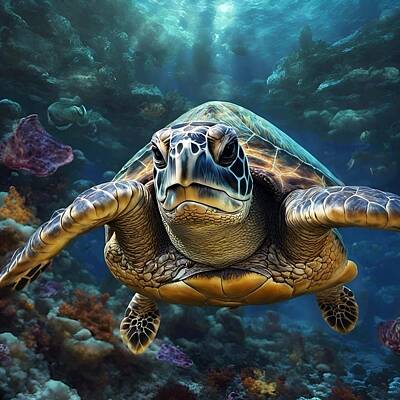 Reptiles Digital Art - Sea Turtle by Cindy