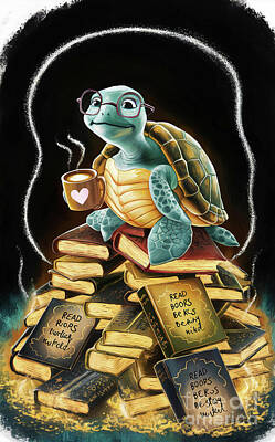 Reptiles Drawings Royalty Free Images - Sea Turtle lover - Book Lover - Read Books - Book Lover - Gift Book Reader - Gift for Librarian - Read Books Be Kind Stay Weird - Be Kind Royalty-Free Image by Grover Mcclure
