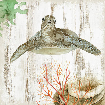 Reptiles Digital Art Royalty Free Images - Sea turtle  Royalty-Free Image by Mihaela Pater